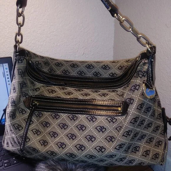 Dooney and Bourke Vintage Signature Canvas and Leather Satchel - Picture 9 of 14